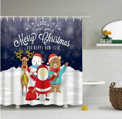 Christmas Waterproof Polyester Bathroom Shower Curtain Decor With Hooks by eprolo