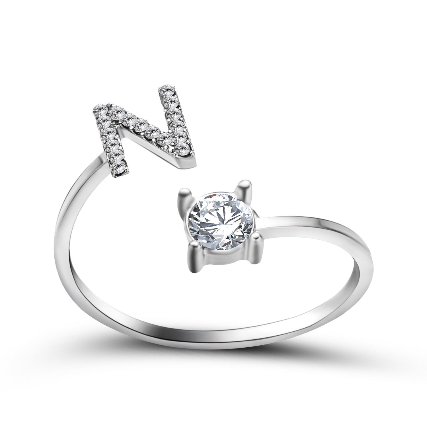 Anillo ajustable de nuevo diseño con 26 letras iniciales, joyería de moda para mujer, joyería simple y elegante