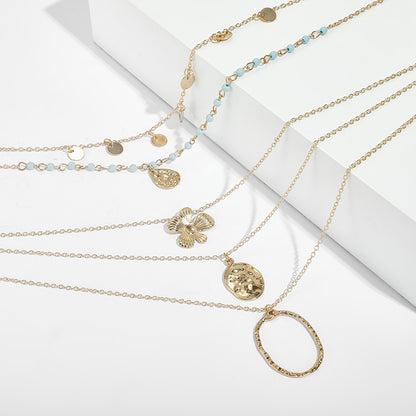 Collier Ovale Fleur Turquoise