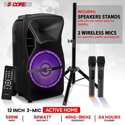 5Core 12 Inch PA Portable Bluetooth Party Speaker