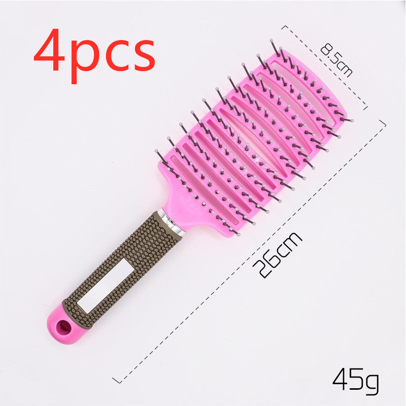 Cepillo para el cabello antinudos Brushy, desenredante para mujer, cerdas de nailon, masajeador de cuero cabelludo, peine para el cabello