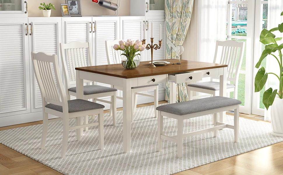 TOPMAX Mid-Century 6-Piece Wood Dining Table Set by eprolo