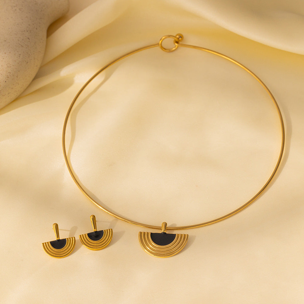 Juego de joyas de acero inoxidable para mujer: collar y pendientes