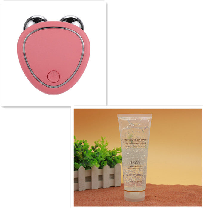 Instrumento portátil de belleza facial de microcorriente para levantar, adelgazar y reducir el edema con masajeador de doble rodillo