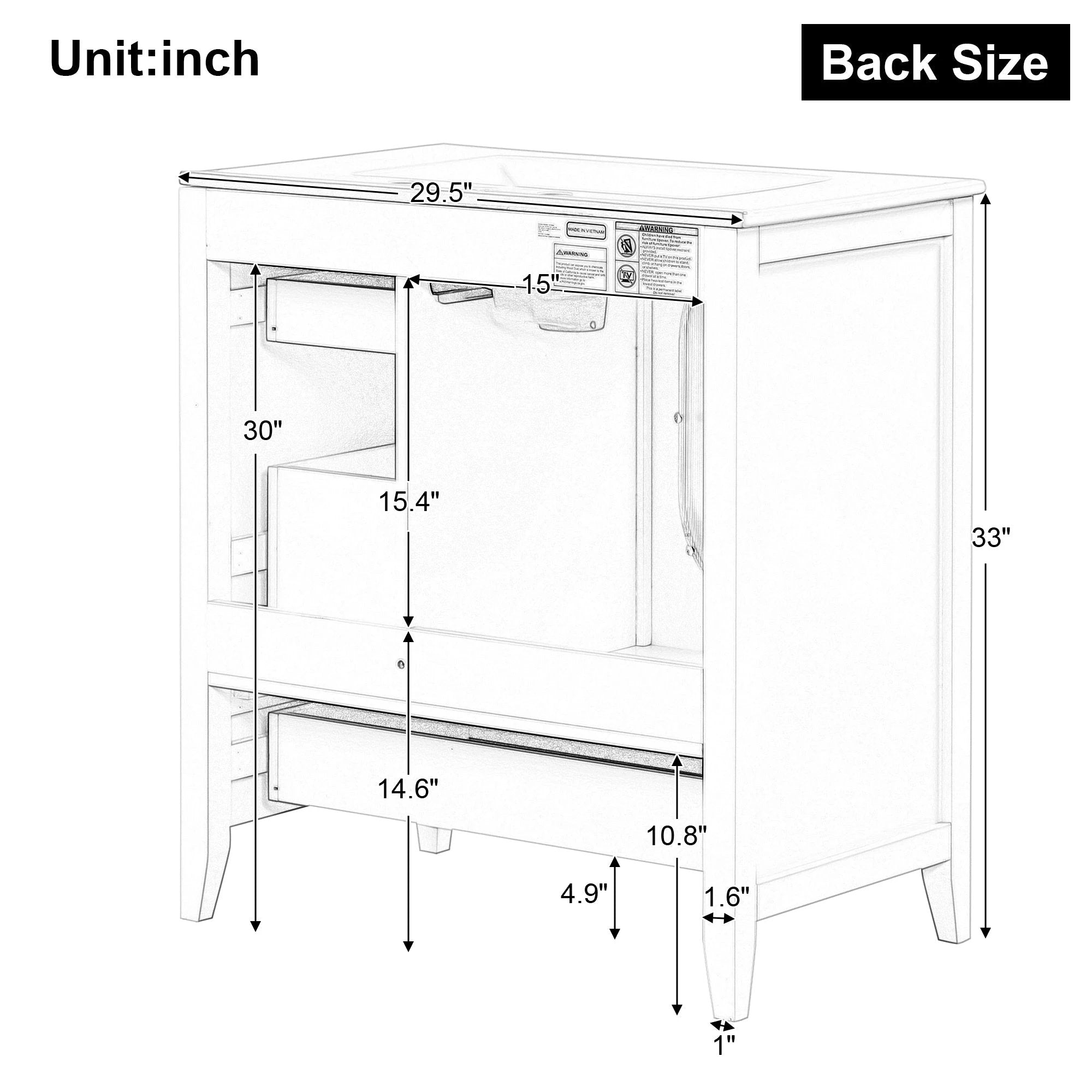 30" Bathroom Vanity with Sink by eprolo