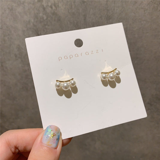 Boucles d'oreilles perles pour femme en argent 925 aiguille rétro