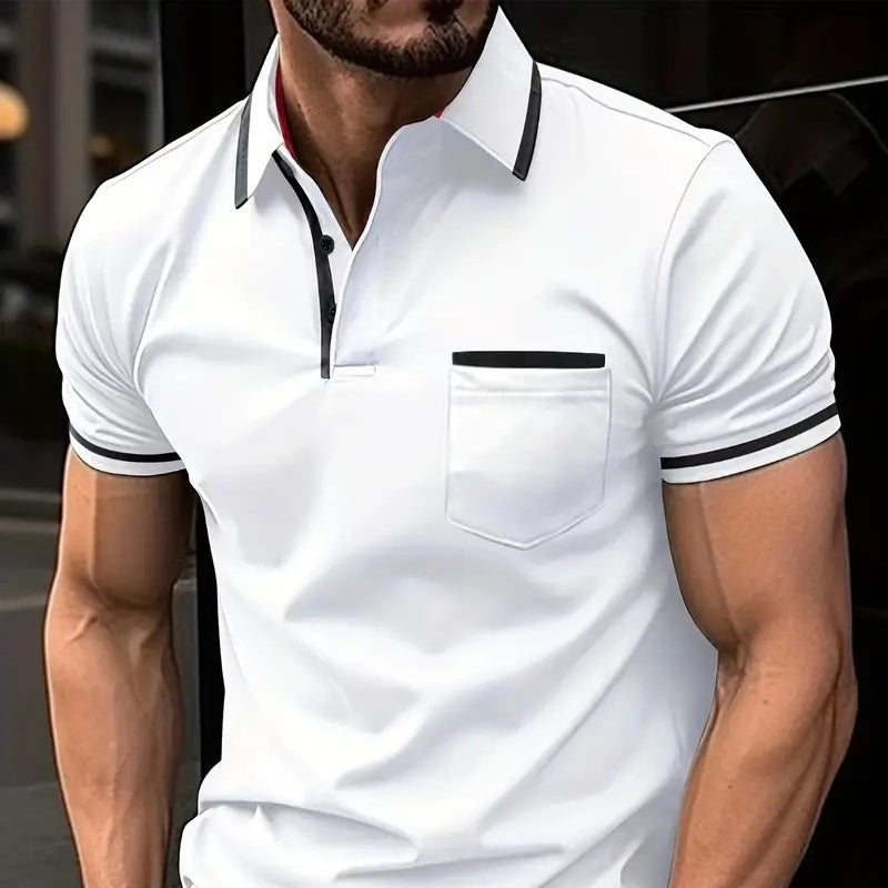 Summer Polo Shirt Button Pocket Men's Sports Polo Shirt