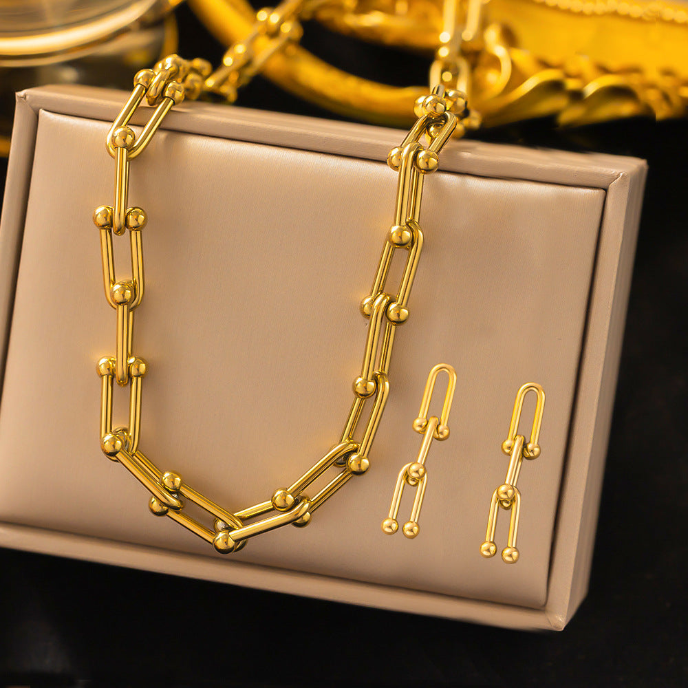 Juego de joyas de acero inoxidable para mujer: collar y pendientes