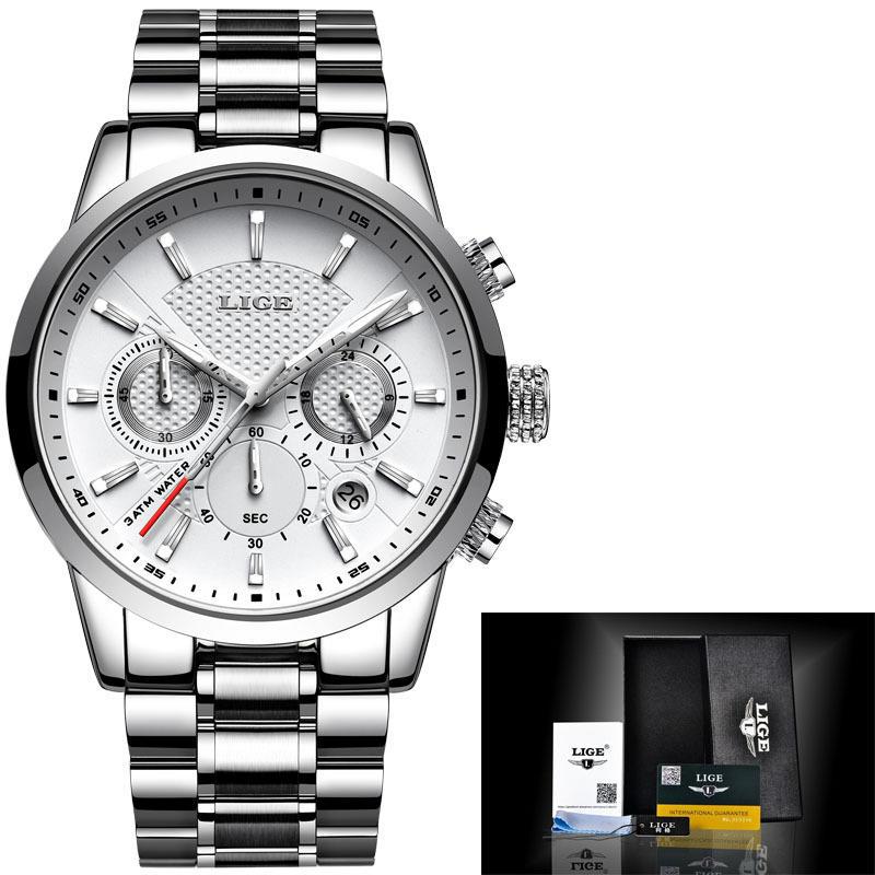 Reloj de cuarzo deportivo para hombre con correa de acero impermeable