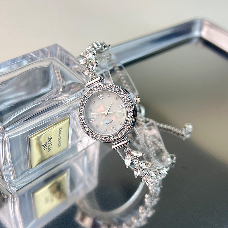Montre à Quartz Abordable de Luxe Incrustée de Diamants avec Bracelet Ajustable Gratuit