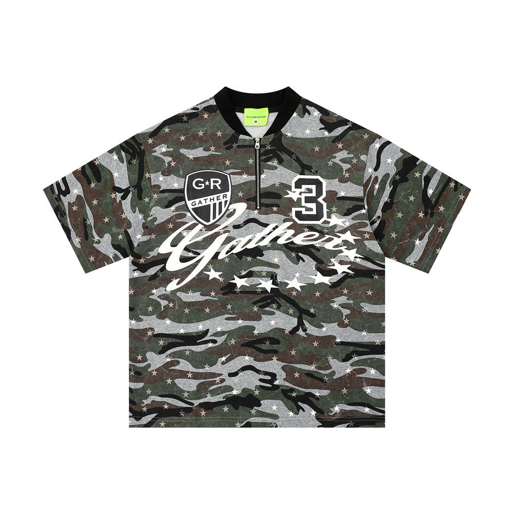 Full printed star camouflage short sleeved shirt