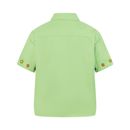 Star Boy Embroidered Short Sleeve Shirt with Patchwork