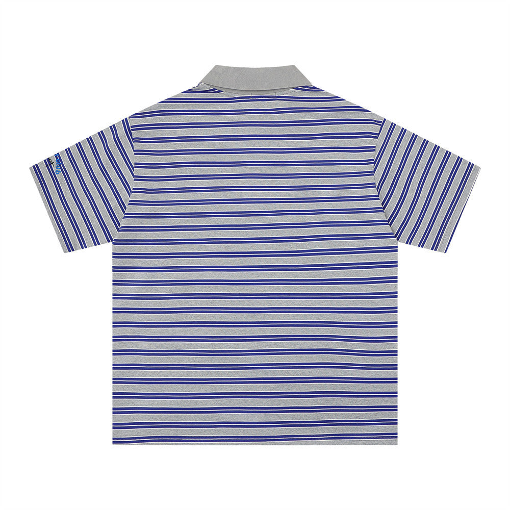 Striped short sleeved polo shirt