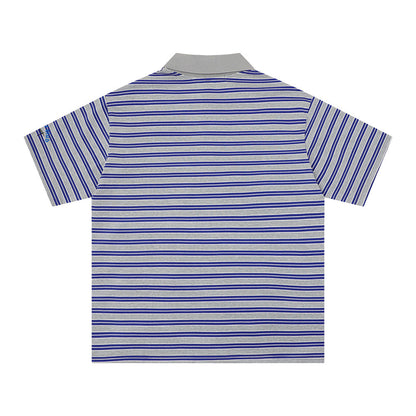 Striped short sleeved polo shirt