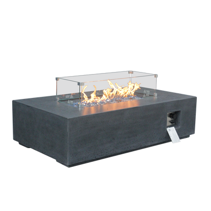 52 Inch Outdoor Concrete Propane gas rectangle Fire Pit table