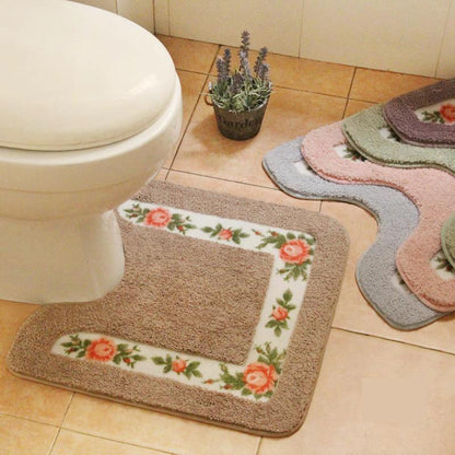 Shower Pad Mat Rug Bathroom Mats Set Coral Velvet Soft Toilet Carpet by eprolo