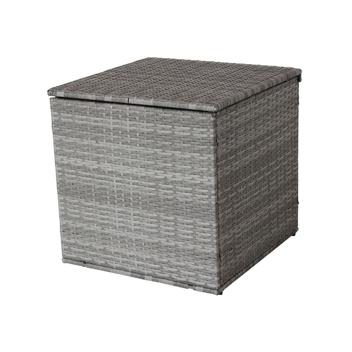 Juego de sofá de jardín de mimbre y ratán de 4 piezas con baúl de almacenamiento, gris