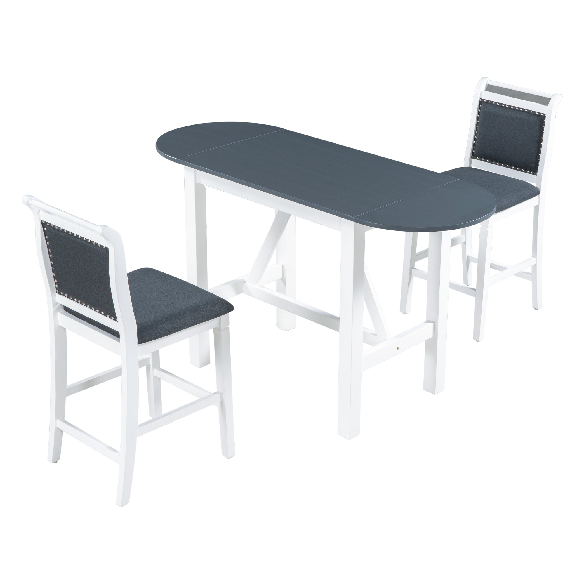 Juego de mesa de comedor de altura de mostrador de madera de 3 piezas con hojas abatibles