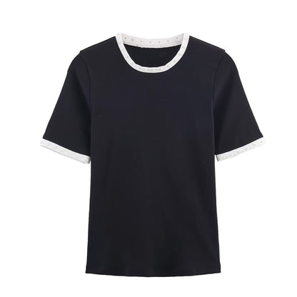 T-shirt polyvalent pour femme avec perles artificielles