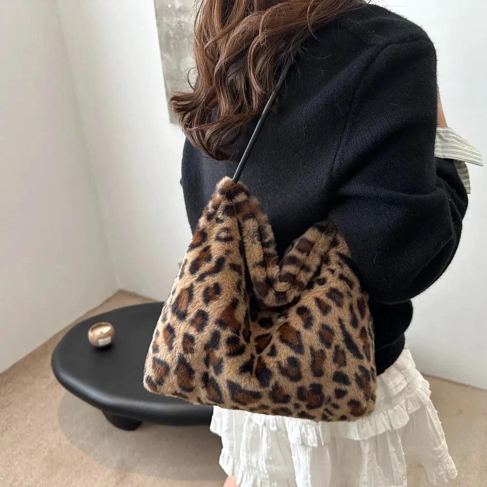 Leopard Furry Shoulder Bag by eprolo