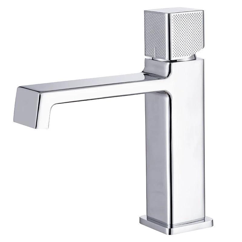 Black square single hole cold and hot countertop basin sink chrome faucet by eprolo