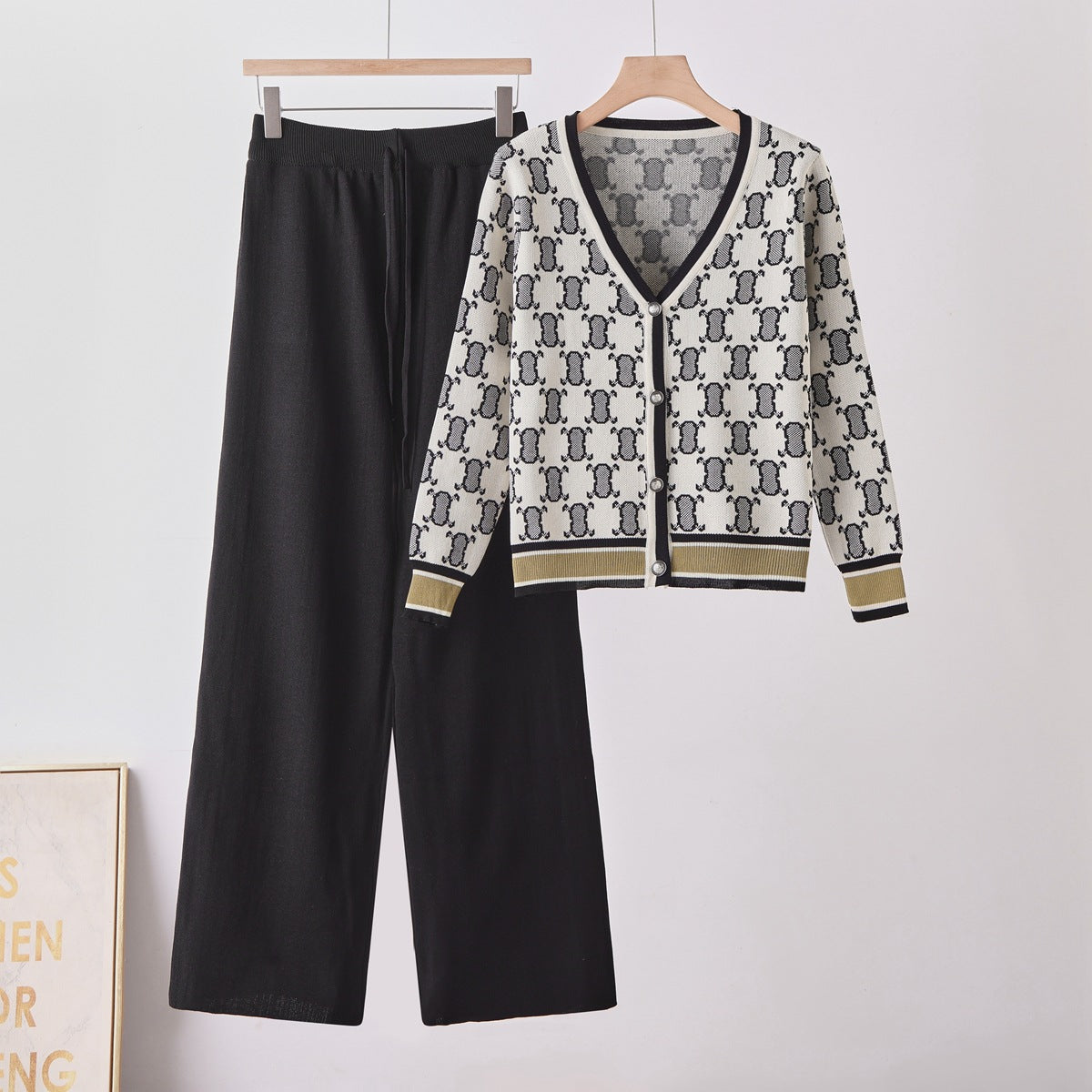 Chic Knit Set for Women  Sweater and Wide-Leg Pants Two-Piece Outfit