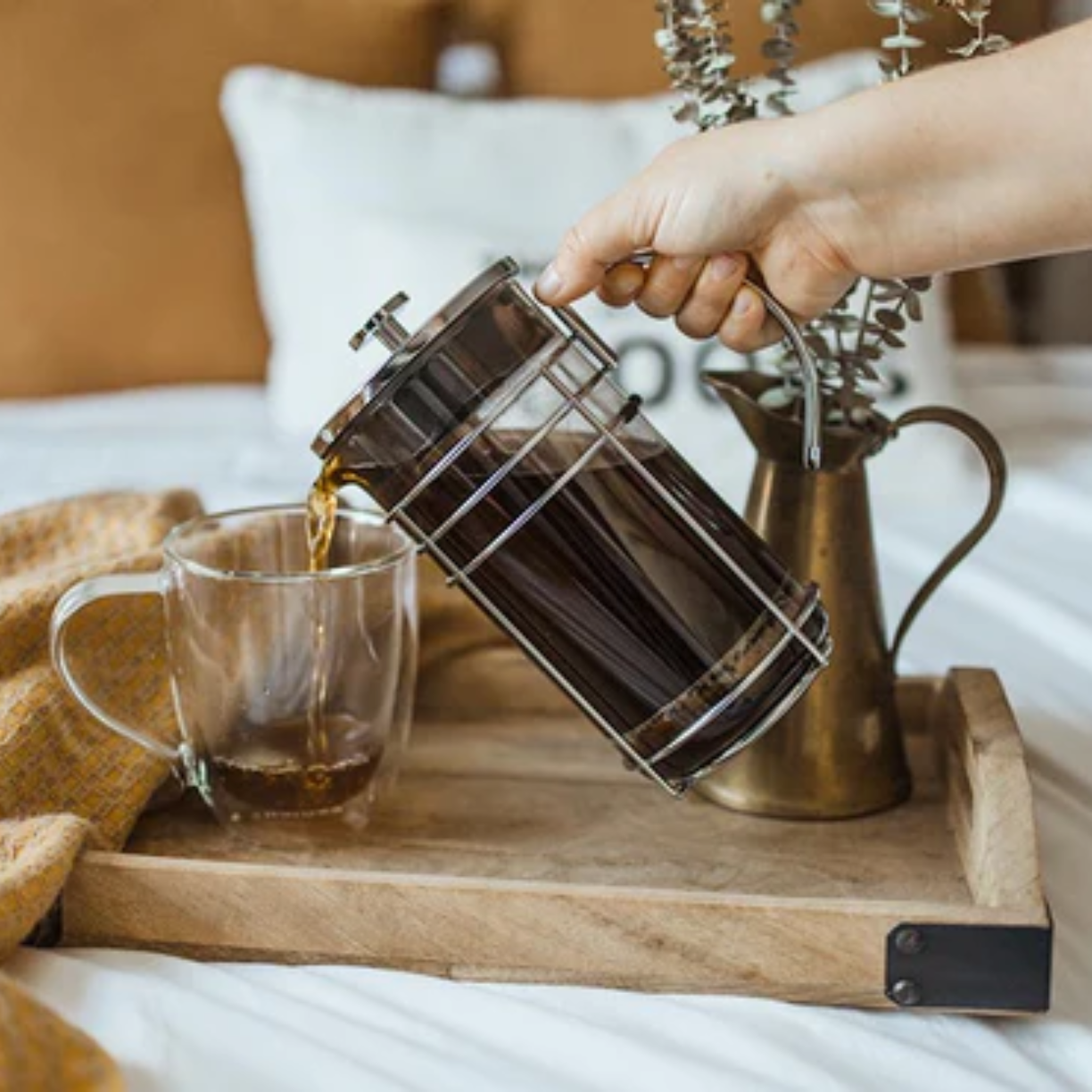 MADRID Chrome French Press Coffee Maker, 34 fl. oz / 1000mL