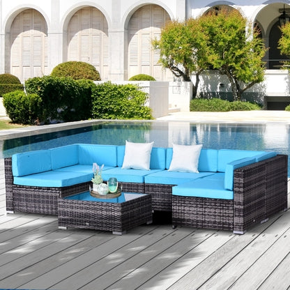 7 Piece Rattan Sofa Set Outdoor Furniture Patio Set