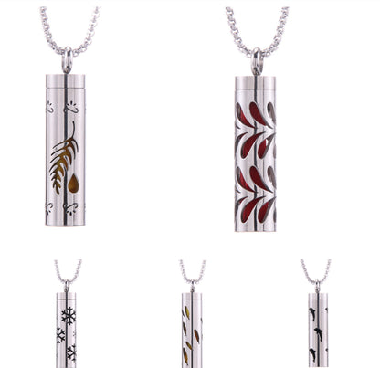 Pendentif diffuseur d'huiles essentielles cylindrique en acier inoxydable