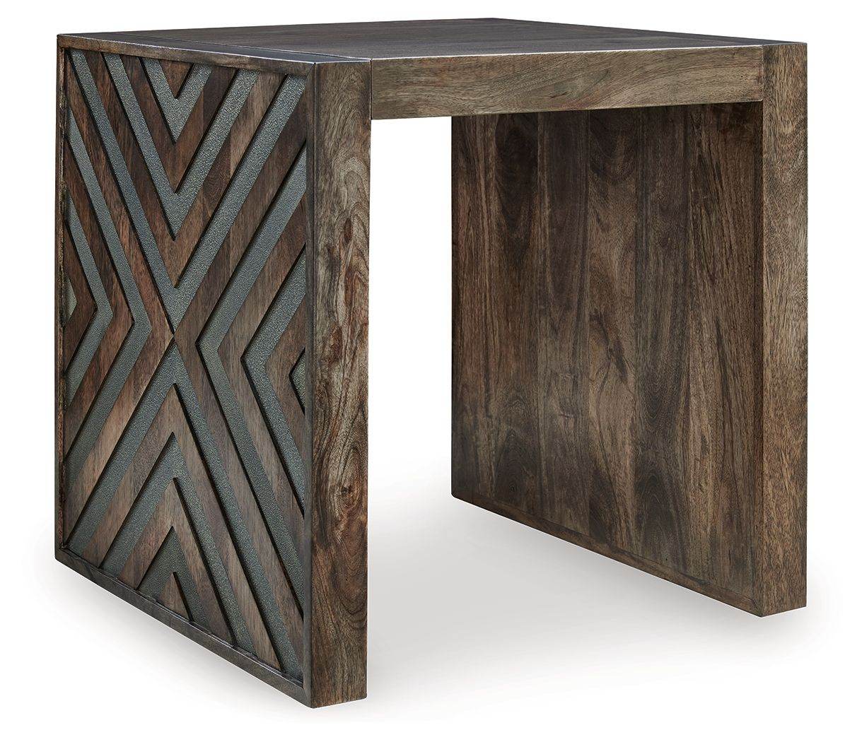Signature Design by Ashley Brown Diamond Pattern Square End Table.-0