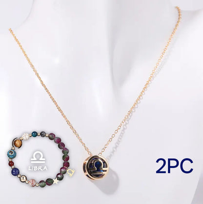 Parure de collier et bracelet en perles de pierre naturelle