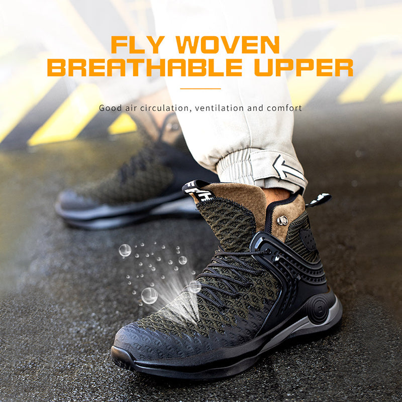 Chaussures de sécurité montantes Chaussures de protection pour la construction pour hommes Chaussures à bout en acier Bottes de randonnée respirantes Bottes de travail anti-perforation