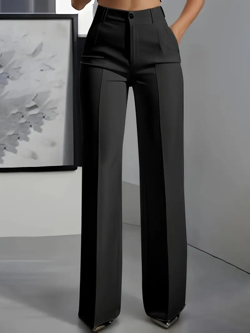 Pantalon minimaliste blanc en polyester pour femme
