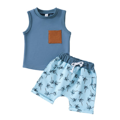Ensemble 2 pièces sans manches pour bébé : gilet et short