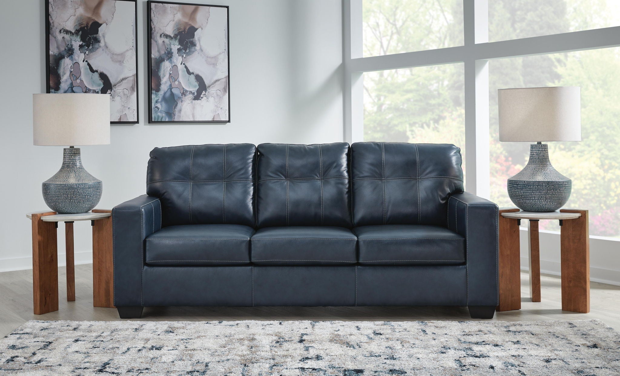 Santorine - Sofa - Leather Match - Ocean-1