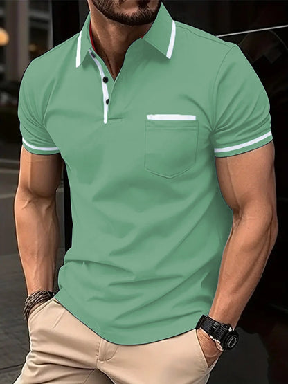 Polo d'été à poche boutonnée pour homme