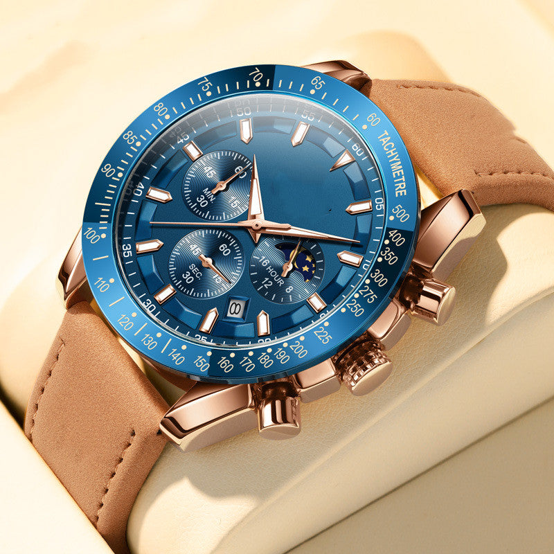 Reloj de Cuarzo Multifunción Luminoso para Hombre