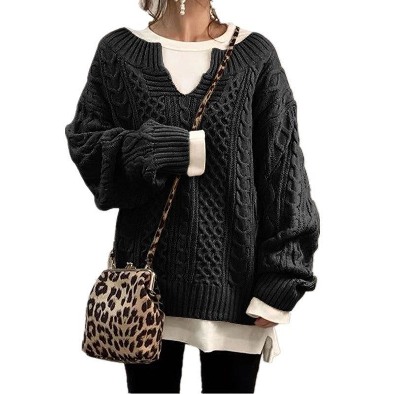 Pull en lin à motifs, tricot décontracté