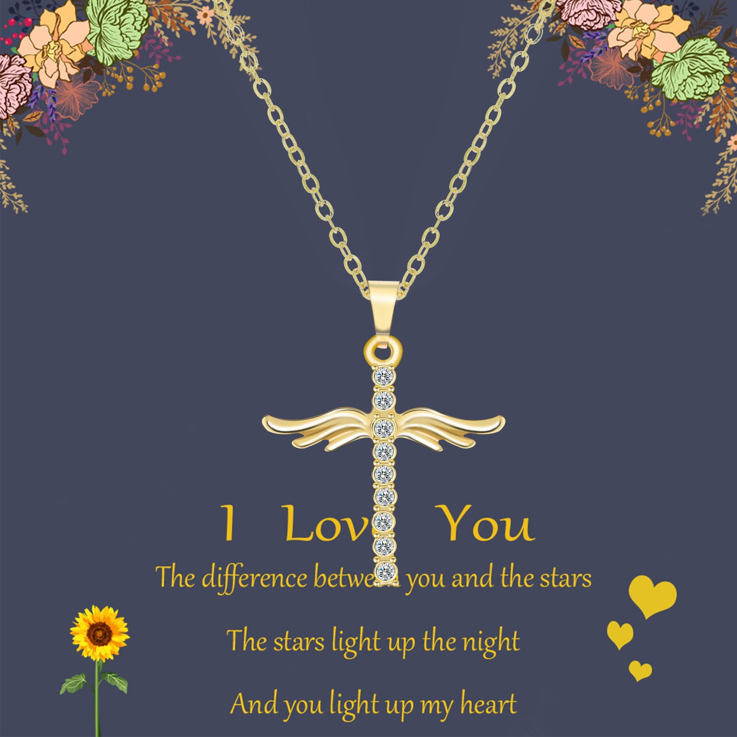 Collar con colgante de cruz de alas de ángel para mujer con cadena de acero inoxidable tipo O, regalo de joyería