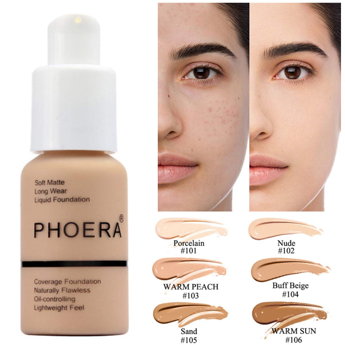 Crema de base y corrector mate de color natural con control de aceite tipo prensa explosiva