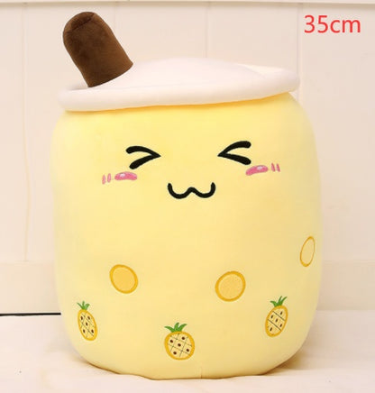 Peluche Boisson Fruitée Mignonne en Forme de Fraise Lait Thé Peluche Jouet Tasse à Thé Boba Oreiller Coussin Thé aux Perles Cadeau pour Enfants