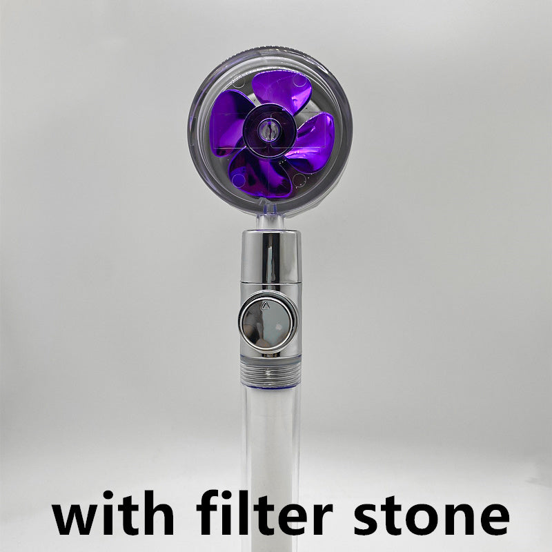 Cabezal de Ducha con Ahorro de Agua, Flujo Giratorio 360 Grados con Pequeño Ventilador, Boquilla Rociadora de Alta Presión de Lluvia de ABS, Accesorios de Baño