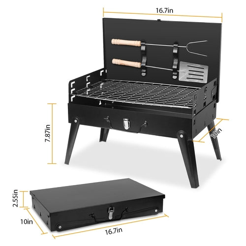 Portable Charcoal Grill Foldable BBQ Suitcase Grill