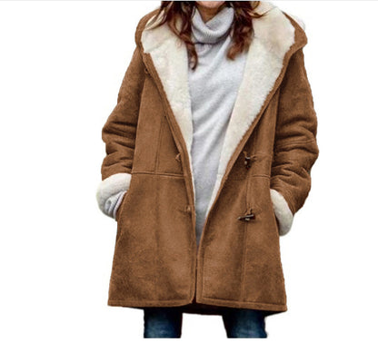 Manteau boutonnage hiver chaud à capuche avec poches Vêtements Femme