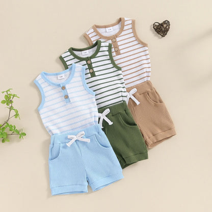 Ensemble short et haut de sport à col rond pour garçons