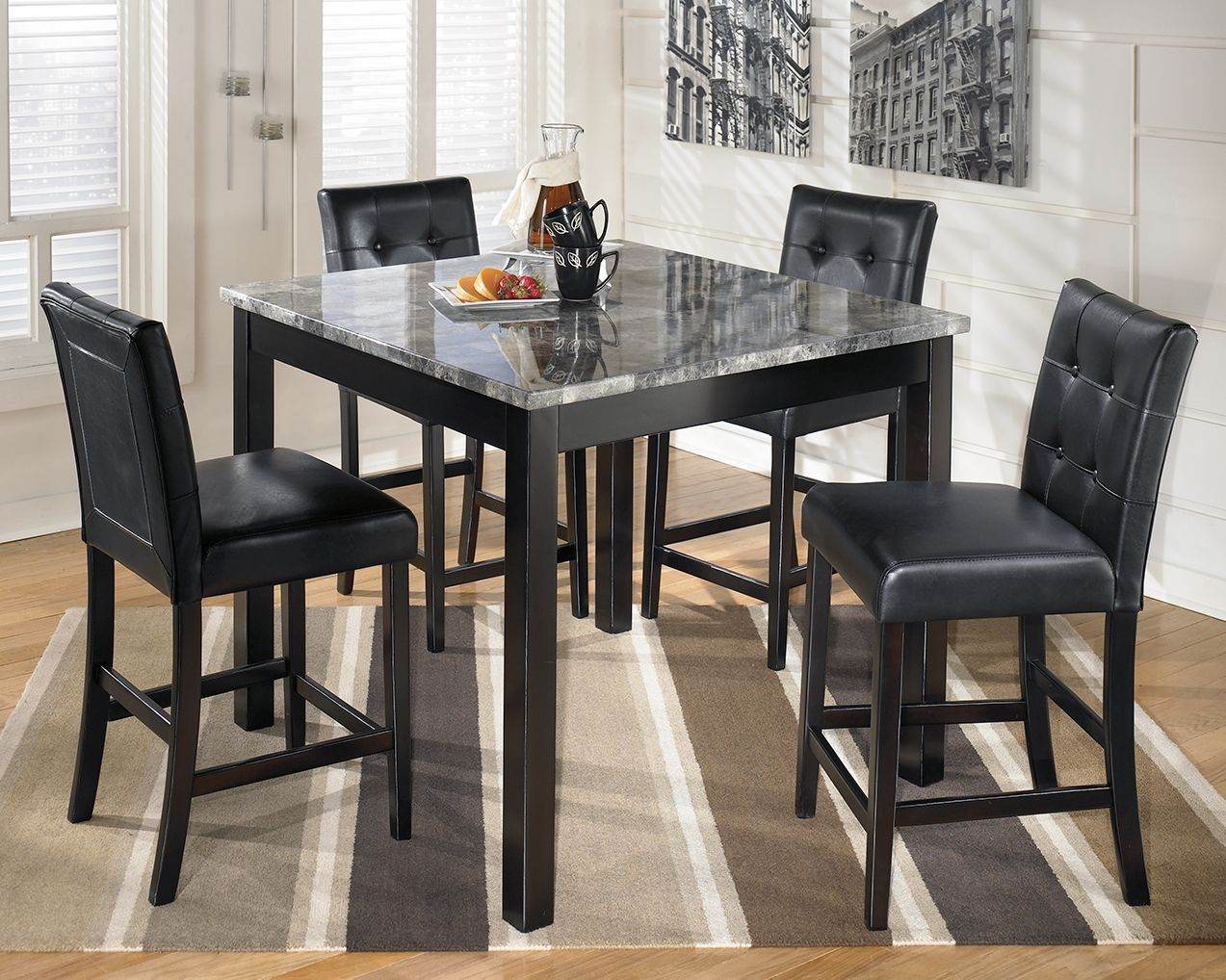 Maysville - Square Counter TBL Set (Set of 5) - Black-1