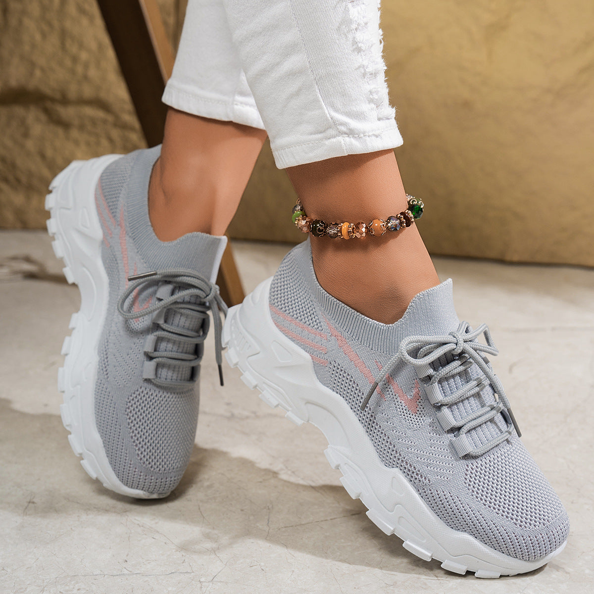 Zapatillas deportivas casuales, elegantes y ligeras de suela blanda para mujer
