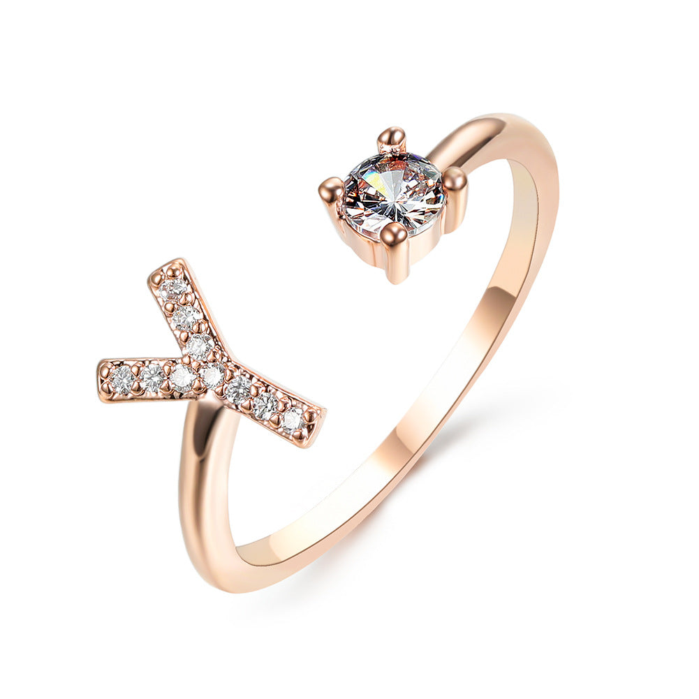 Anillo ajustable de nuevo diseño con 26 letras iniciales, joyería de moda para mujer, joyería simple y elegante