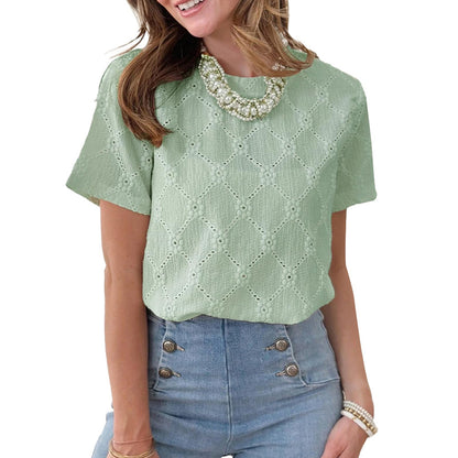T-Shirt Femme Jacquard Floral Style Broderie