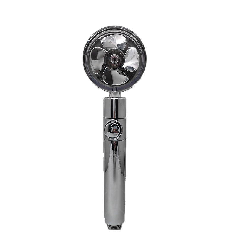 Cabezal de Ducha con Ahorro de Agua, Flujo Giratorio 360 Grados con Pequeño Ventilador, Boquilla Rociadora de Alta Presión de Lluvia de ABS, Accesorios de Baño